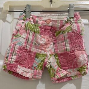 Janie and Jack Pink & Green Patchwork Floral Shorts